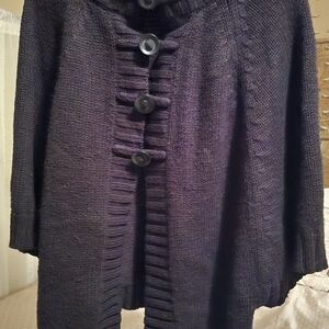 Apostrophe Black Buttoned Women's Poncho